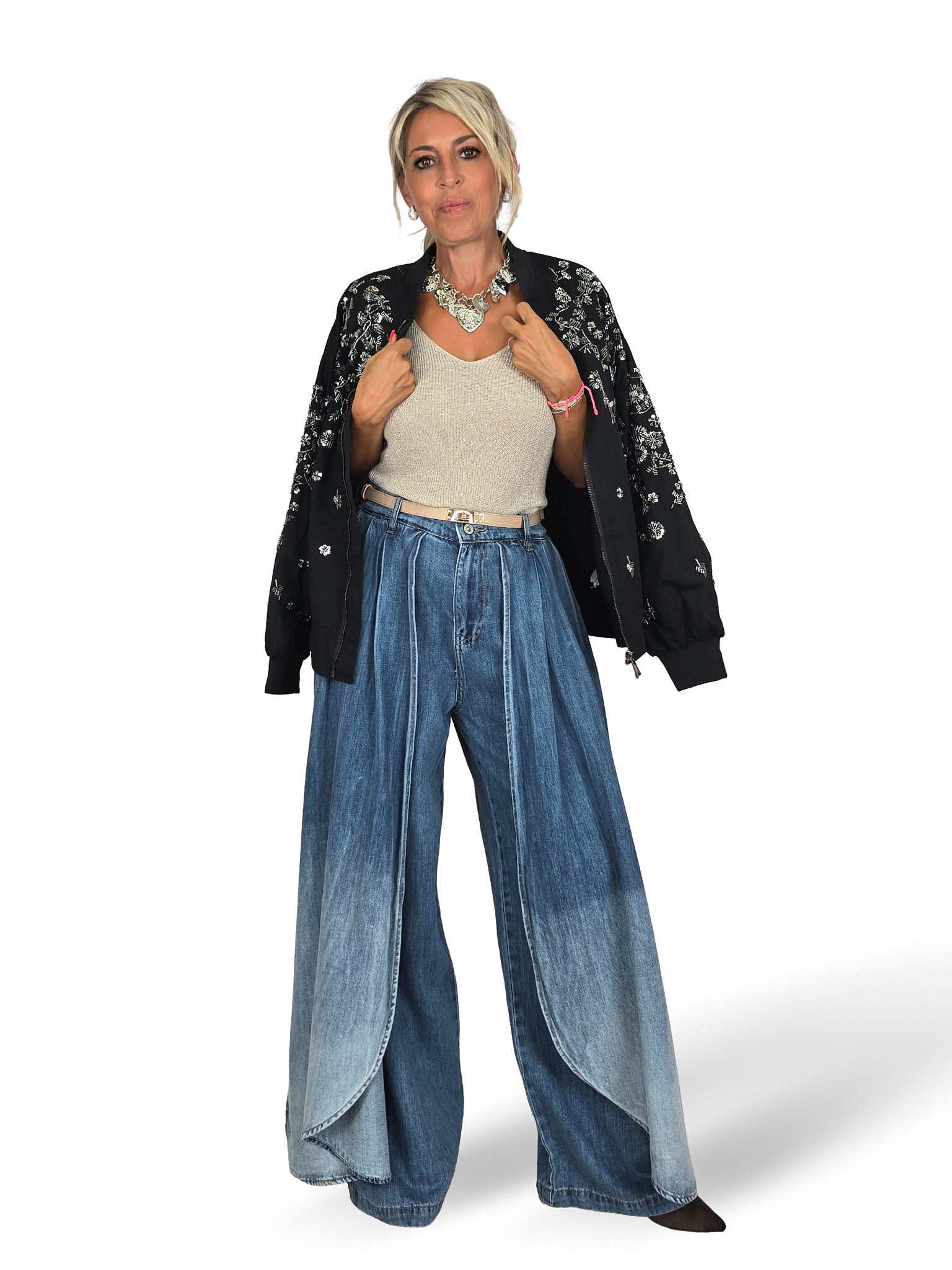MAXI BOMBER FLOR LENTEJUELAS