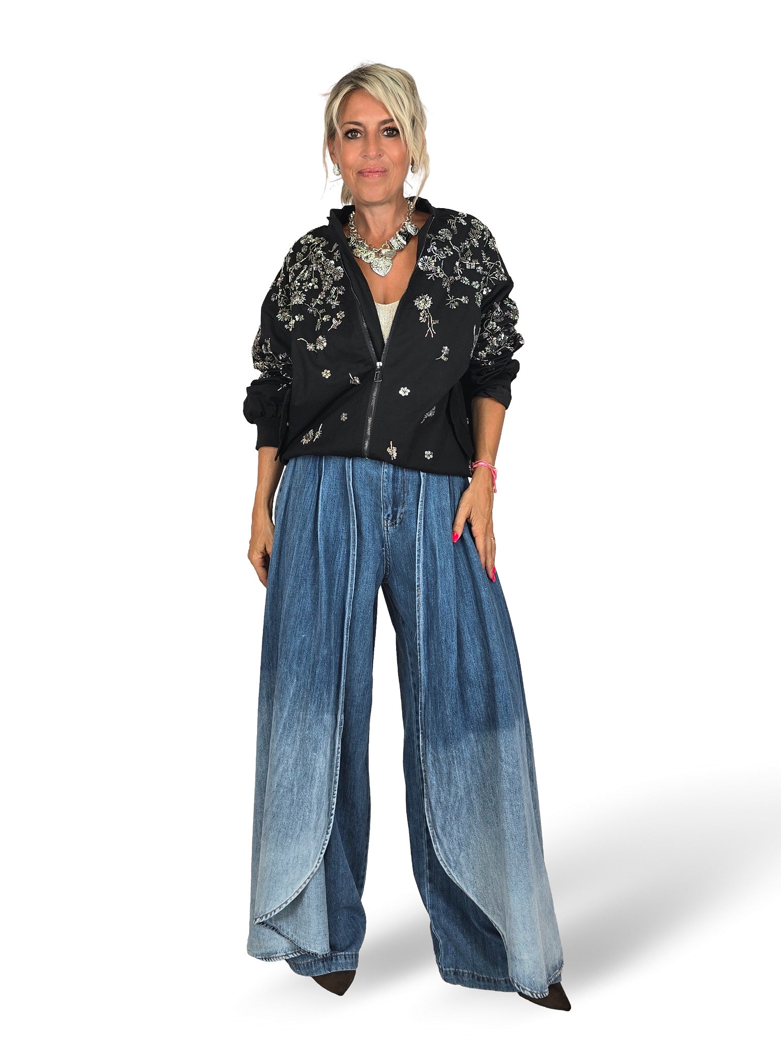 MAXI BOMBER FLOR LENTEJUELAS