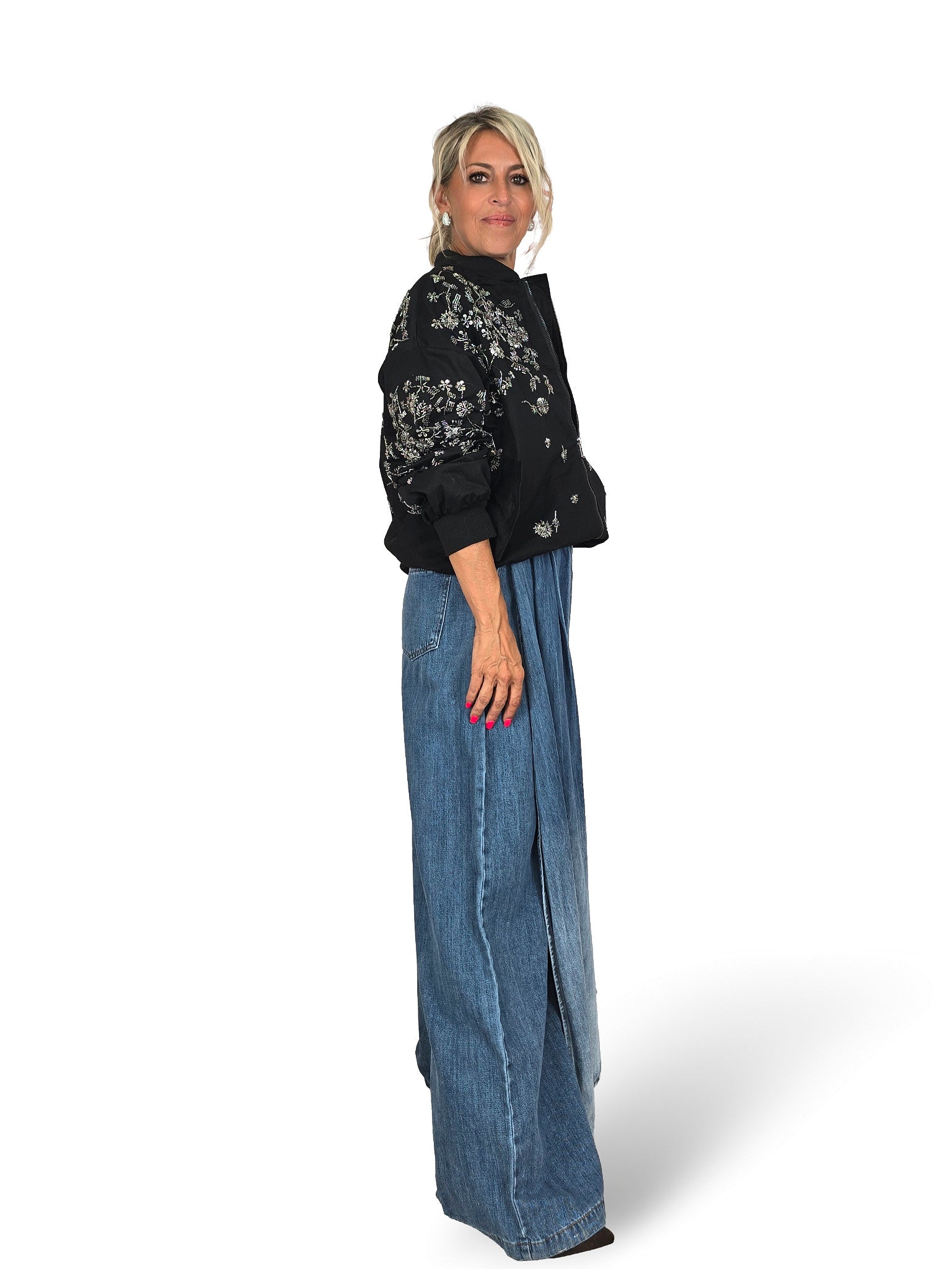 MAXI BOMBER FLOR LENTEJUELAS