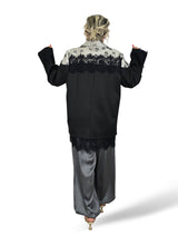 Blazer in pizzo floccato a motivi floreali