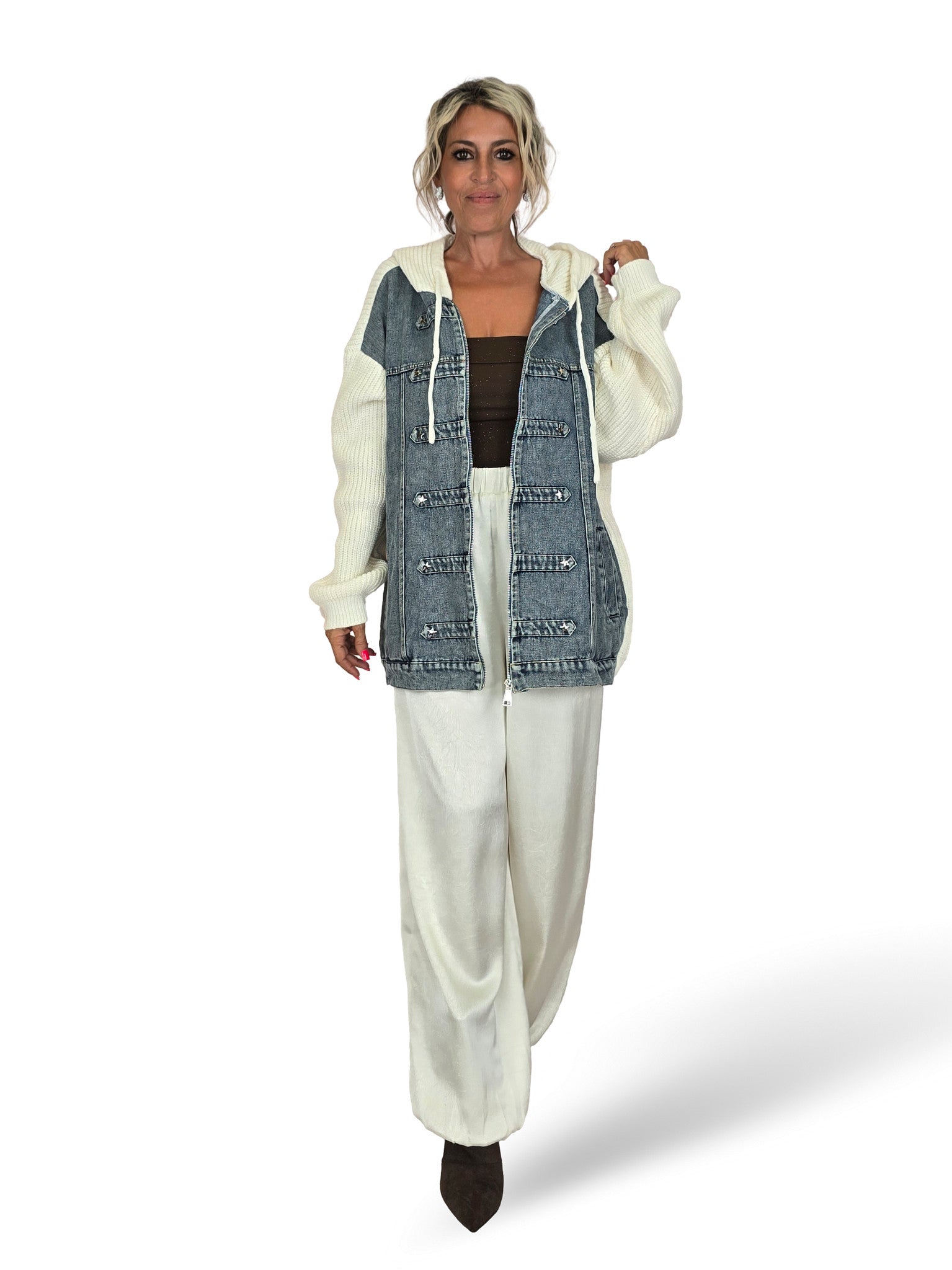 GIACCA IN JEANS COMBINATA CON STELLA