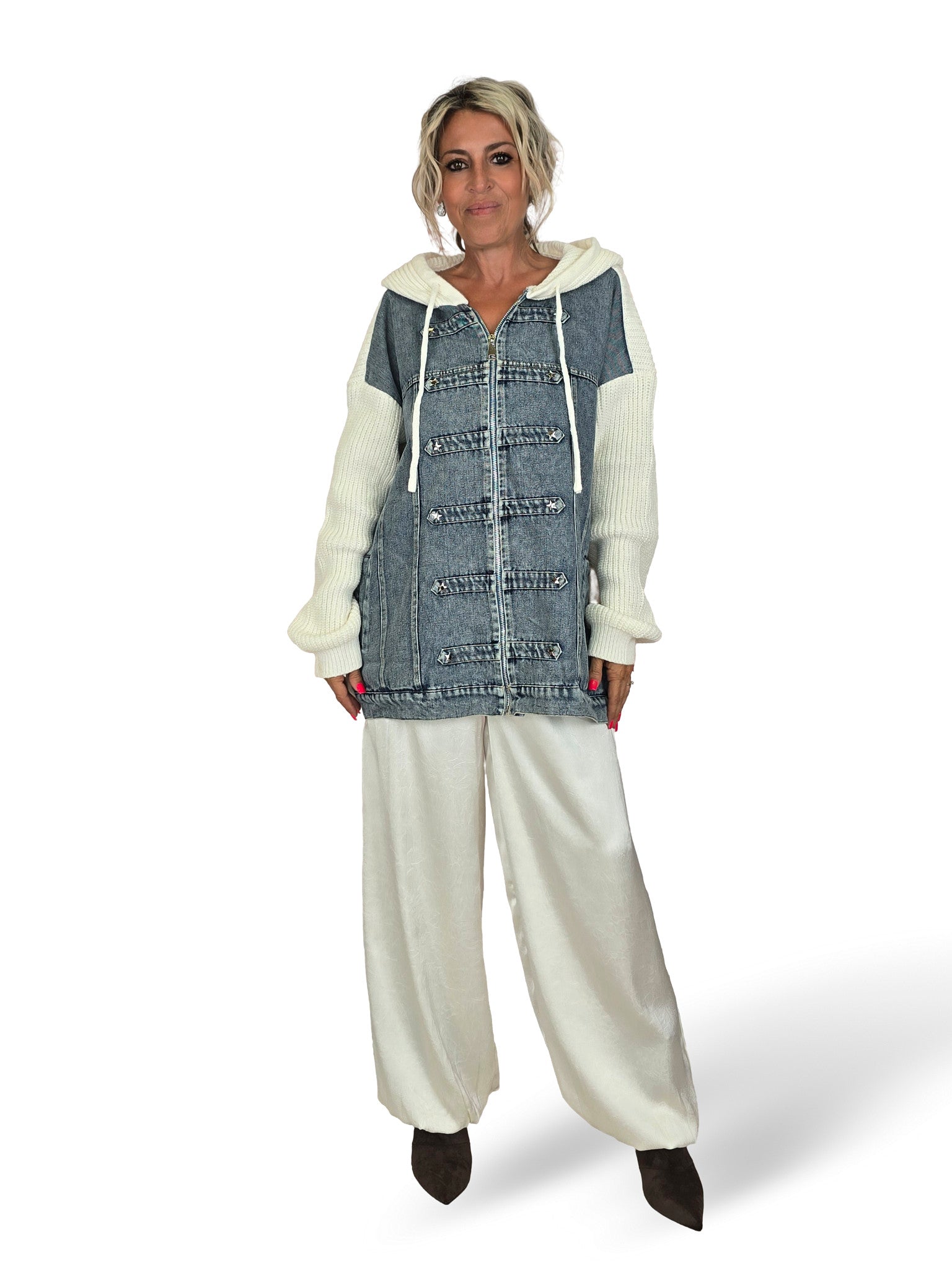 GIACCA IN JEANS COMBINATA CON STELLA