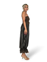 Pantaloni palazzo in similpelle con lacci