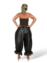 Pantaloni palazzo in similpelle con lacci