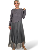 VESTIDO PLISADO JERSEY STRASS JOT