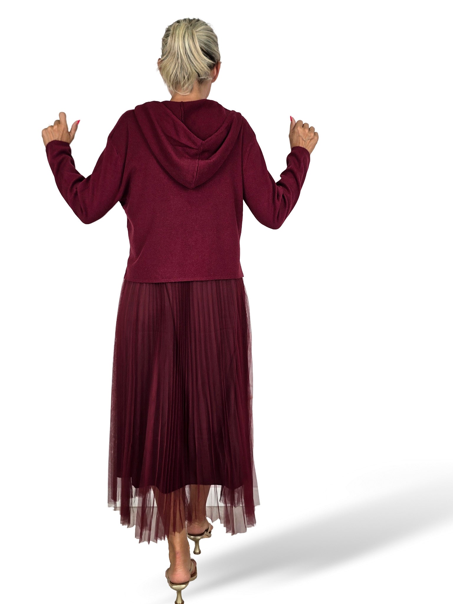 ROBE PLISSÉE AVEC JOT JERSEY