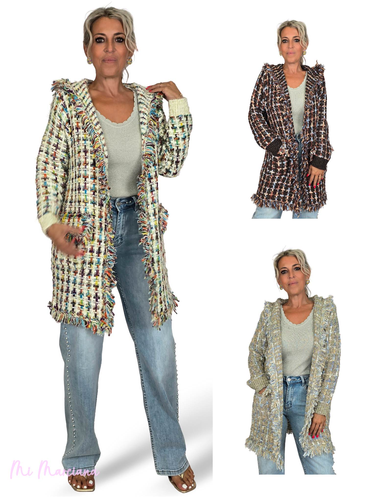 CHAQUETA CAPUCHA PUNTO TWEED
