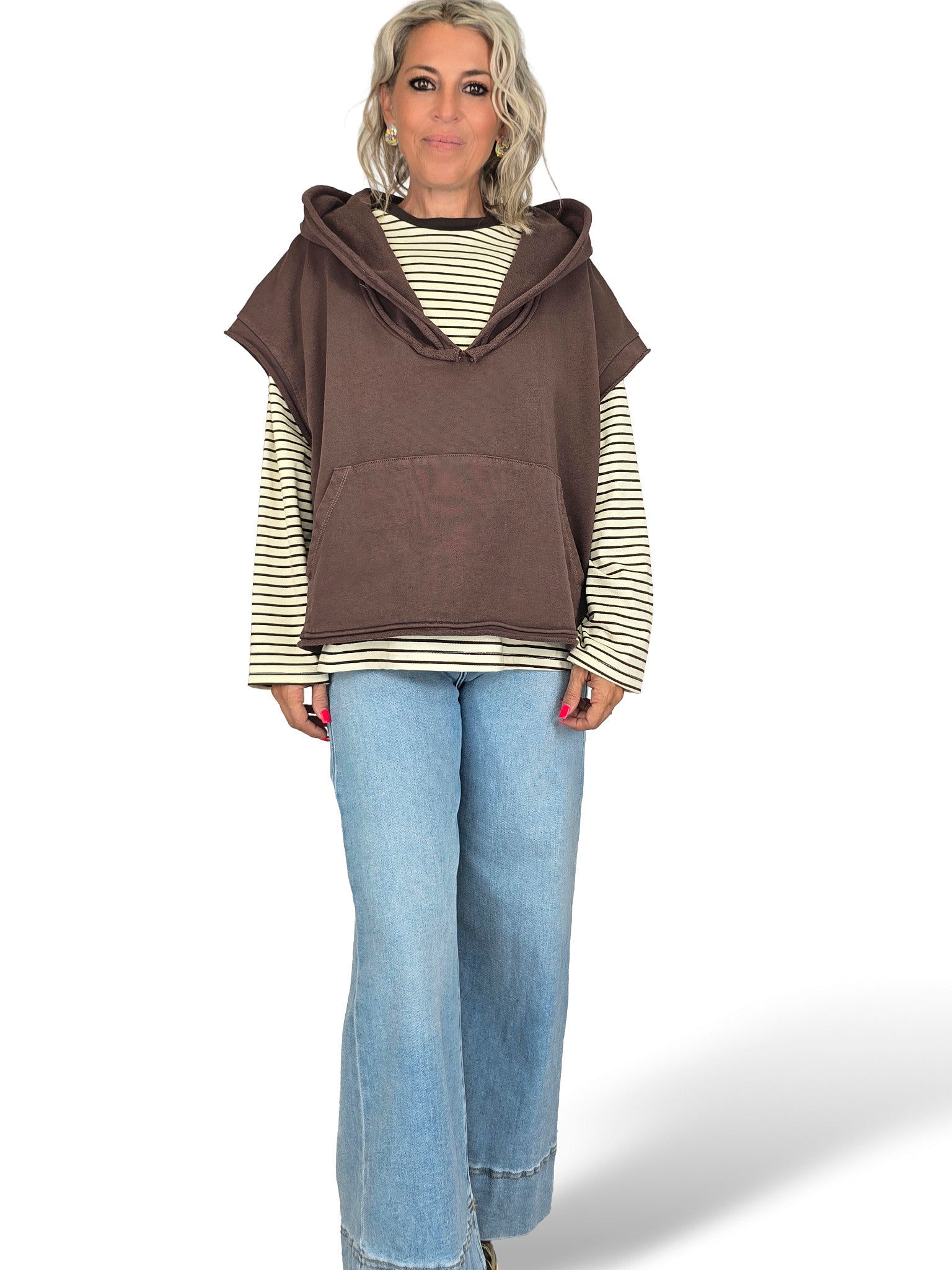 ÜBERGROßES ÄRMELLOSES SWEATSHIRT