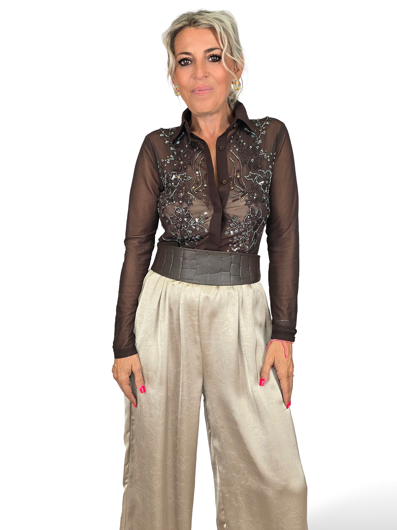 BODY TUL CAMISA LENTEJUELAS