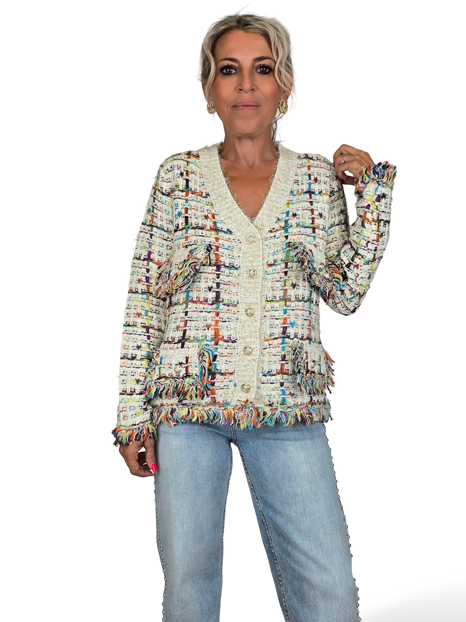 CHAQUETA PUNTO TWEED BOTONES