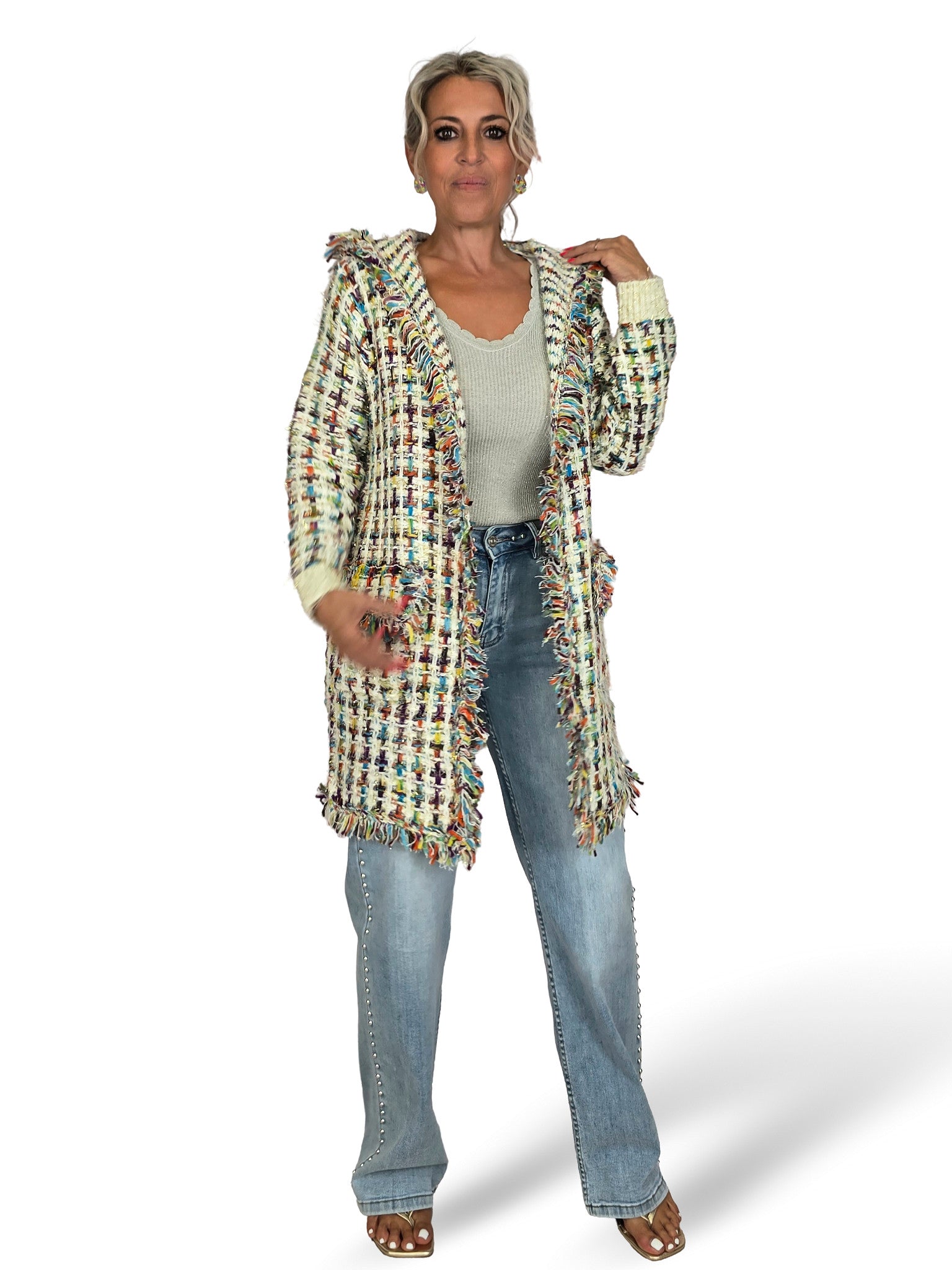 CHAQUETA CAPUCHA PUNTO TWEED