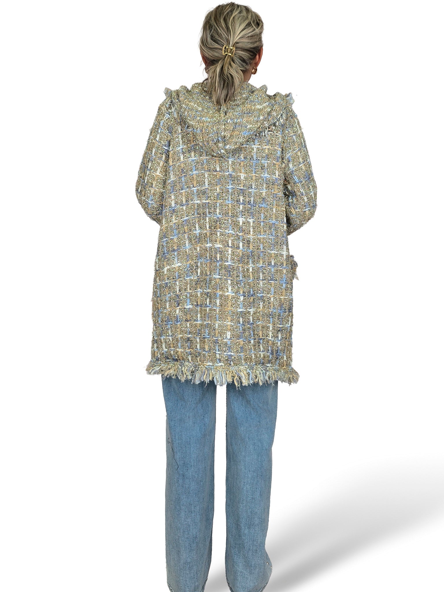 CHAQUETA CAPUCHA PUNTO TWEED