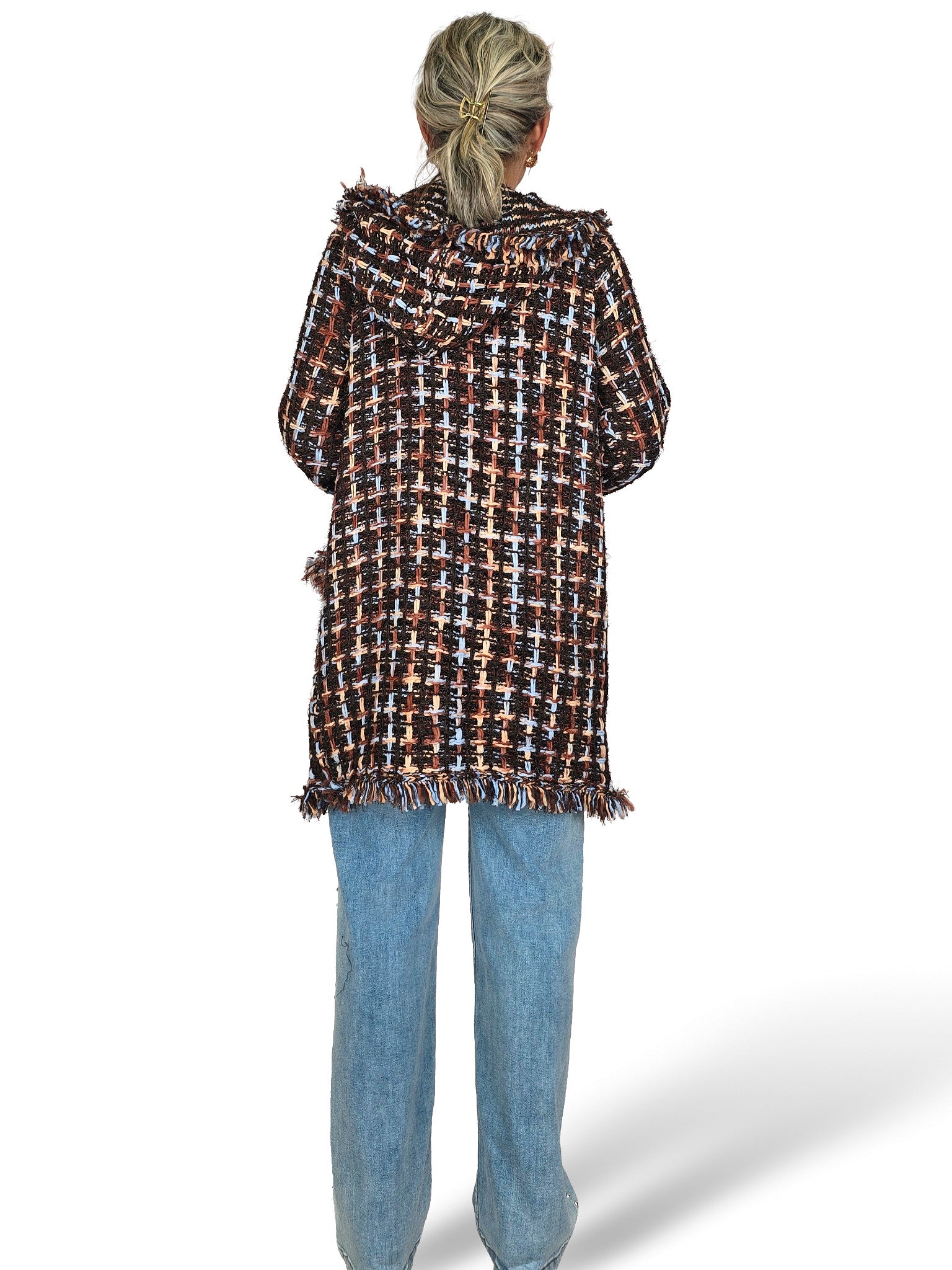 CHAQUETA CAPUCHA PUNTO TWEED