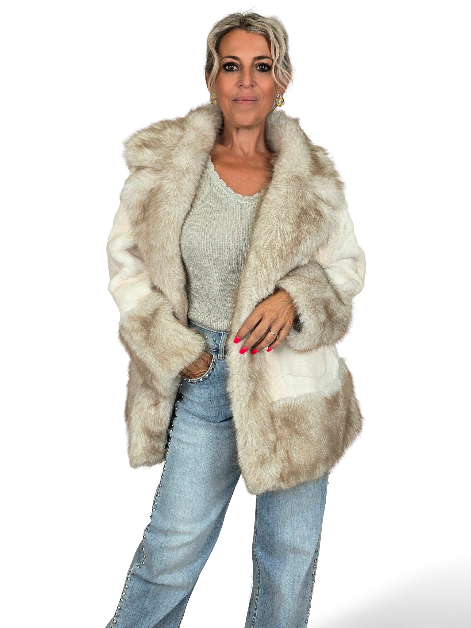 CHAQUETÓN SOLAPA BAJO PELO