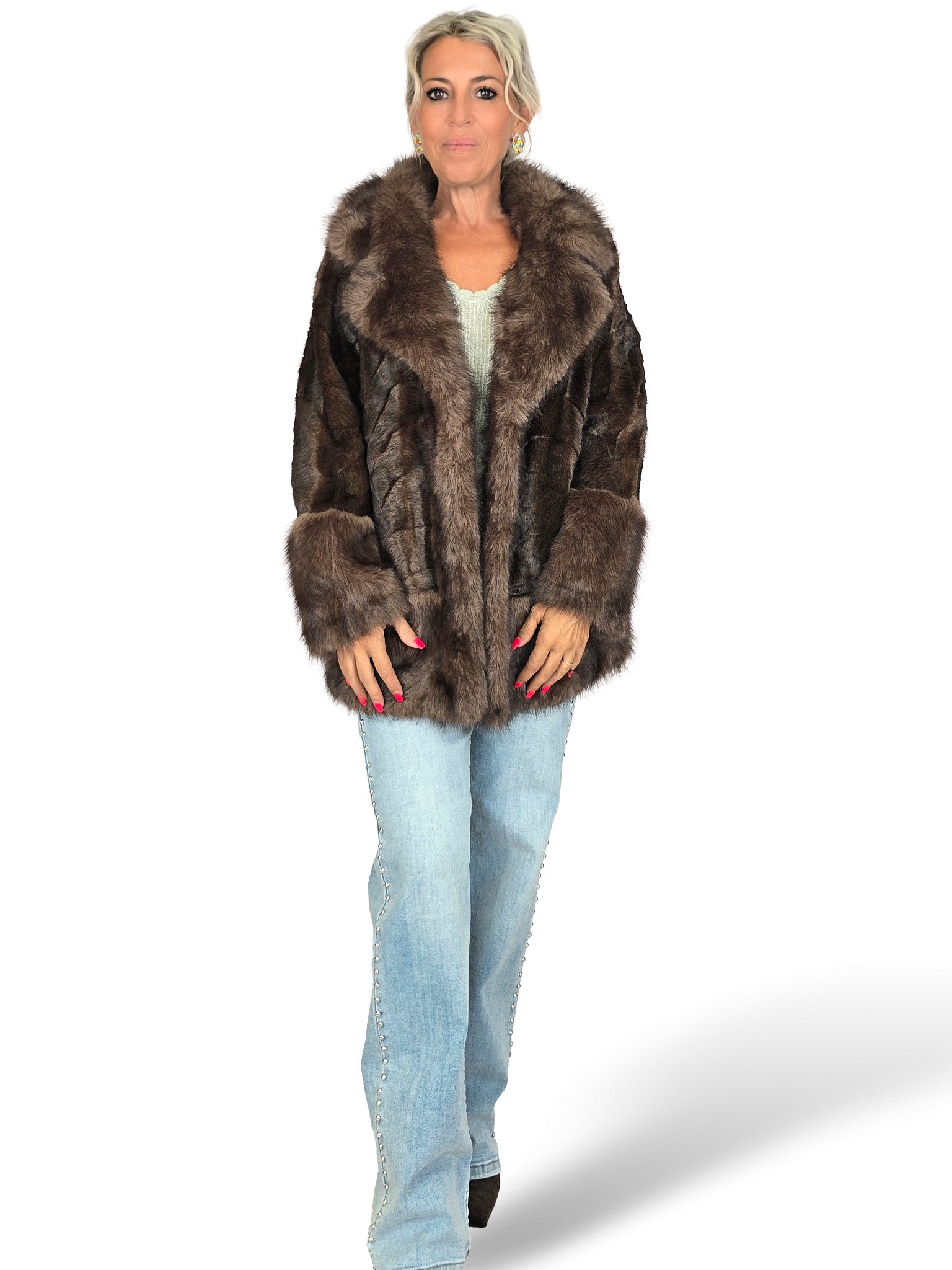 CHAQUETÓN SOLAPA BAJO PELO