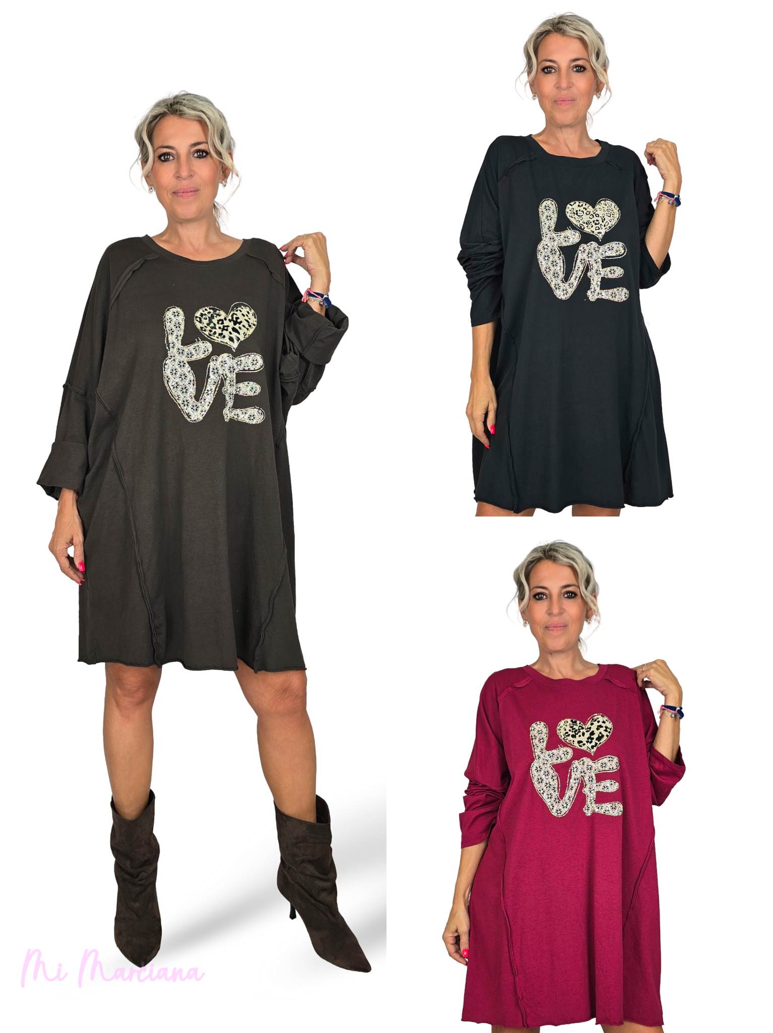 MAXI DRESS/SWEATSHIRT ANIMAL PRINT LOVE