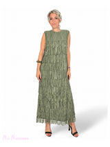VESTIDO LARGO DE FLECOS CON TIRANTES