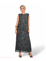 VESTIDO LARGO DE FLECOS CON TIRANTES