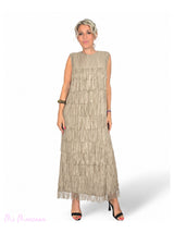 VESTIDO LARGO DE FLECOS CON TIRANTES