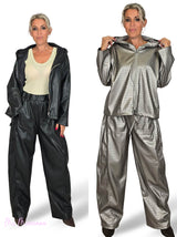 COMPLETO IN ECOPELLE EFFETTO COCCODRILLO CON GIACCA E PANTALONI CON CAPPUCCIO
