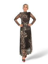 VESTIDO TUL DRAPEADO ANIMAL PRINT LUNARES