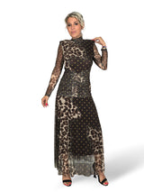 VESTIDO TUL DRAPEADO ANIMAL PRINT LUNARES