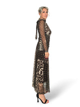 VESTIDO TUL DRAPEADO ANIMAL PRINT LUNARES