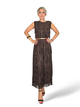 VESTIDO LARGO DE FLECOS CON TIRANTES
