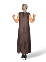 VESTIDO LARGO DE FLECOS CON TIRANTES