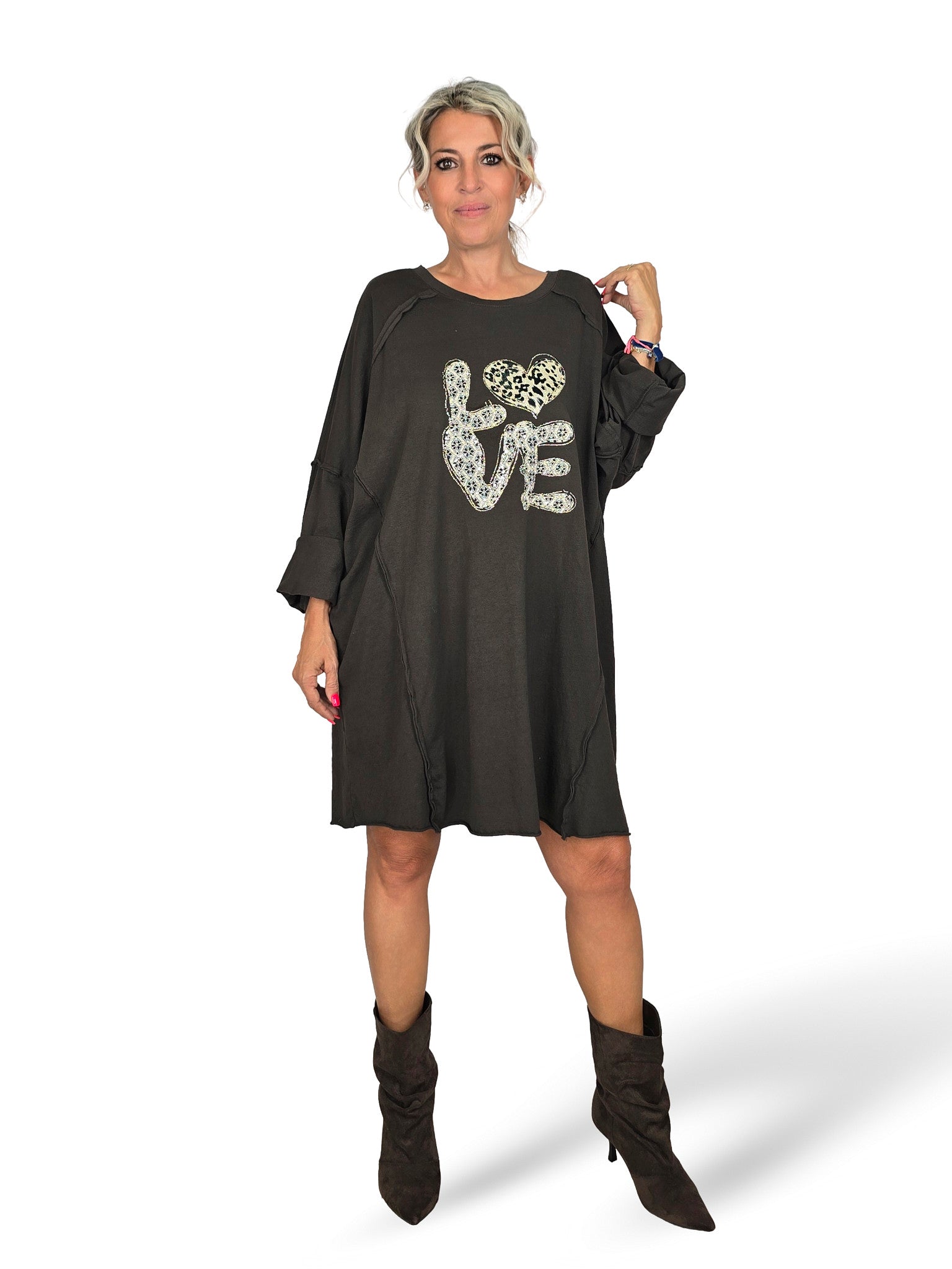 MAXI DRESS/SWEATSHIRT ANIMAL PRINT LOVE