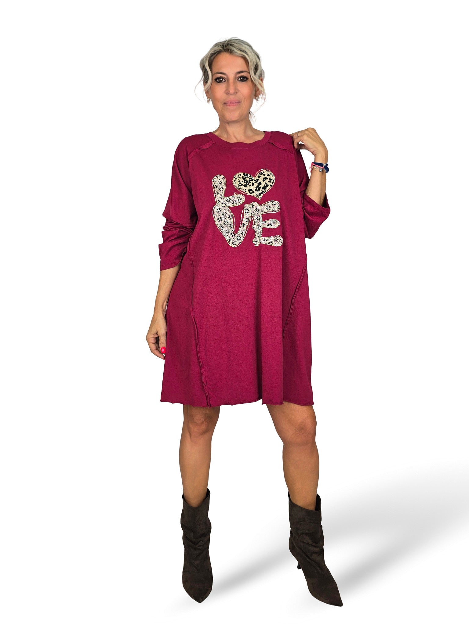 MAXI DRESS/SWEATSHIRT ANIMAL PRINT LOVE