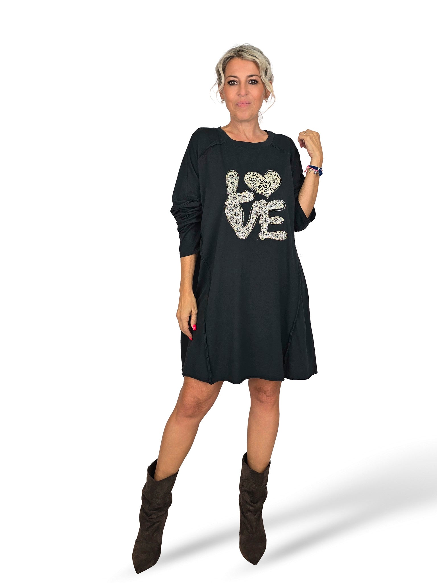 MAXI DRESS/SWEATSHIRT ANIMAL PRINT LOVE