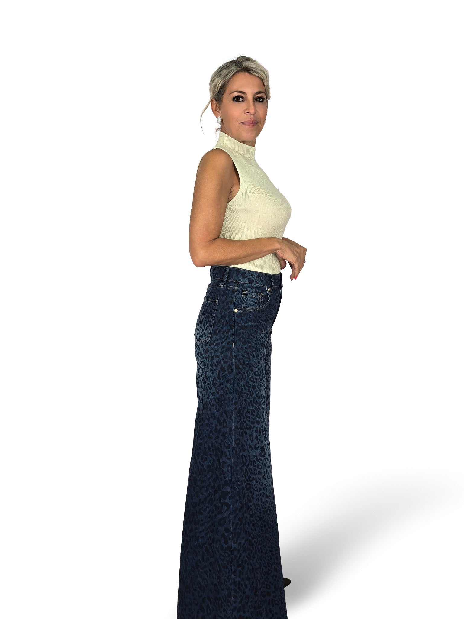 JEANS ANIMAL PRINT PALAZZO AZUL