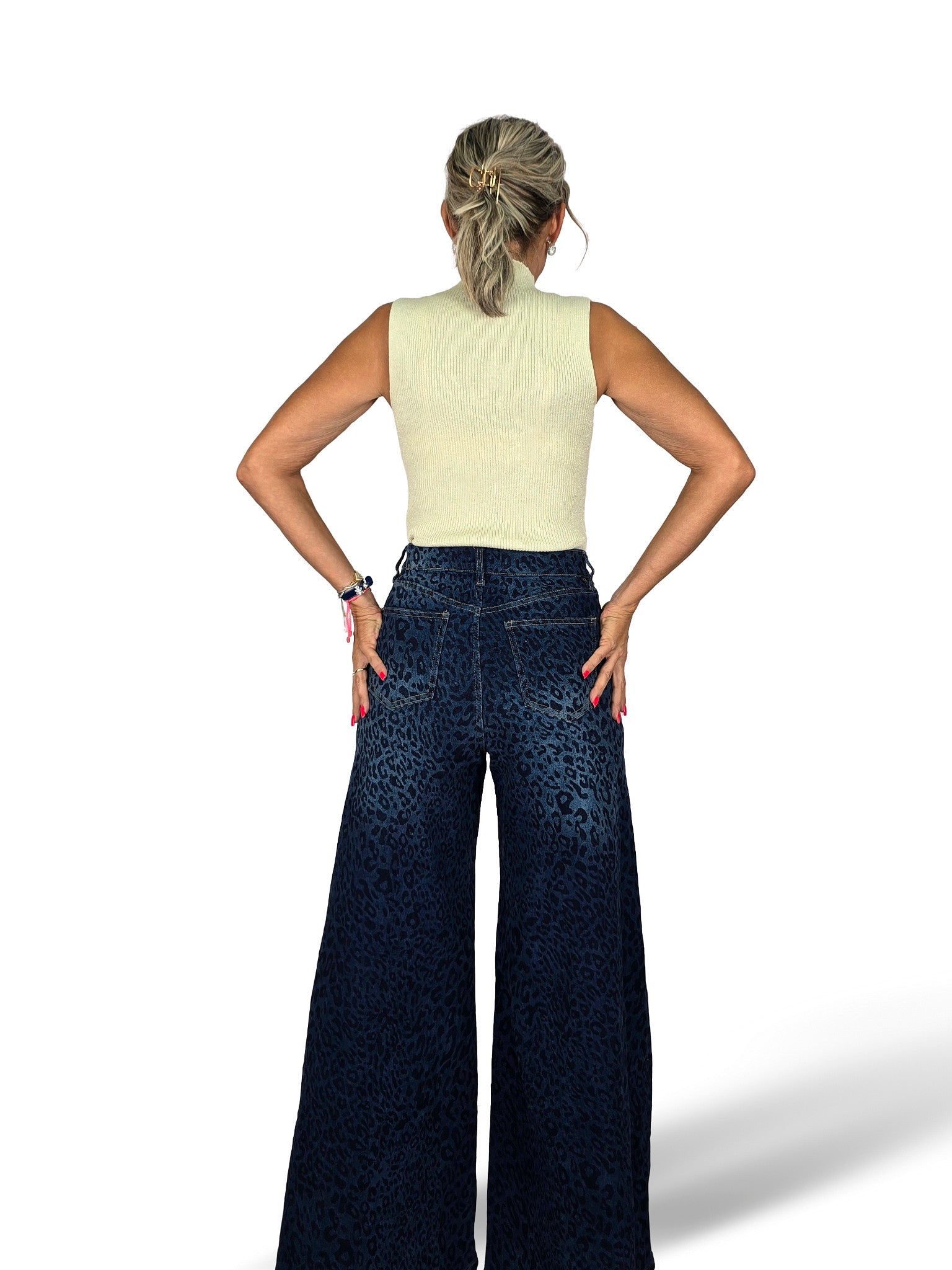 JEANS ANIMAL PRINT PALAZZO AZUL