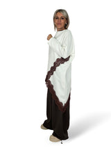 MAXI SUDADERA ASIMETRICA ENCAJE MARRON JOT