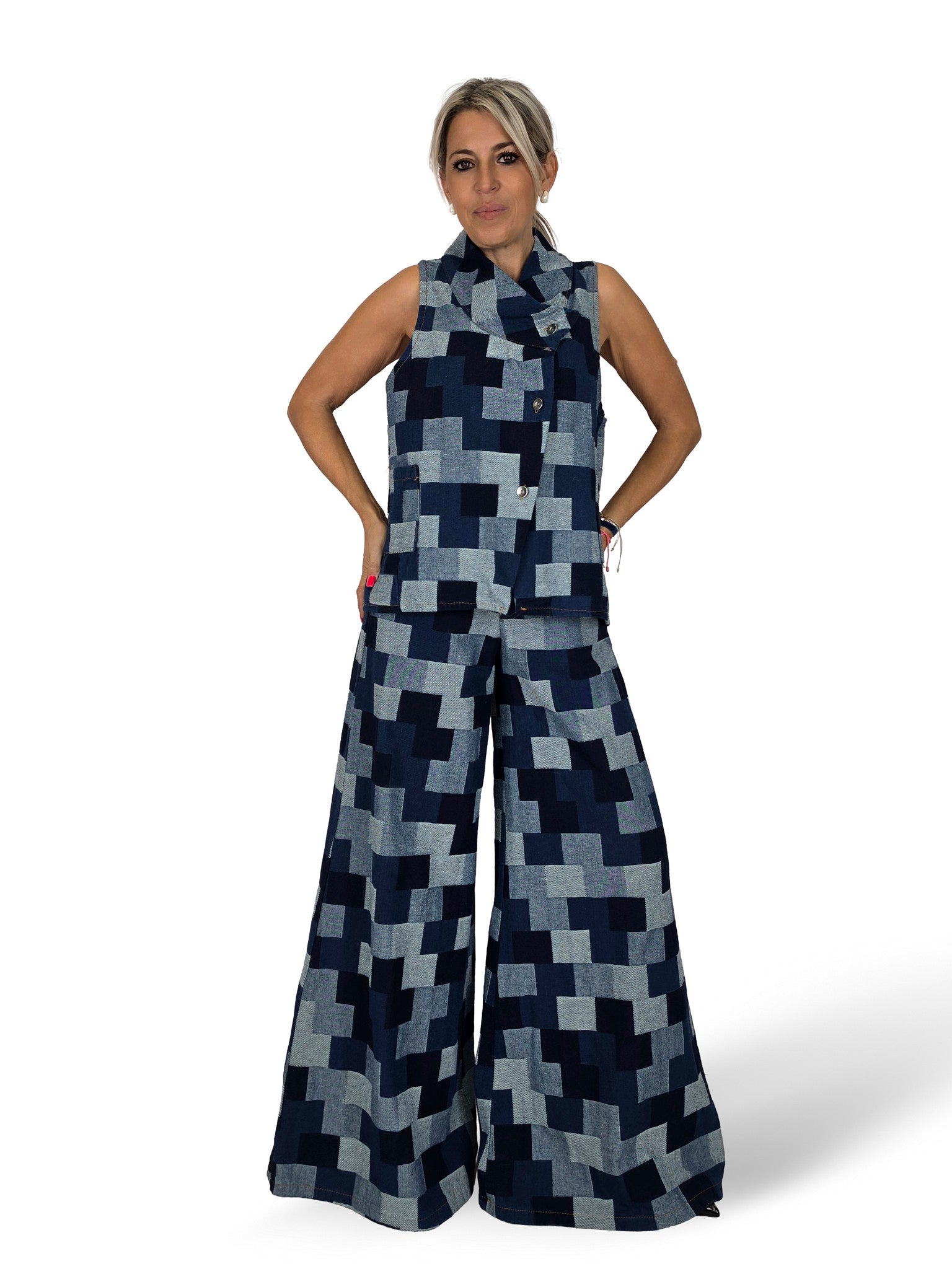 CHALECO DENIM CUADROS JOT