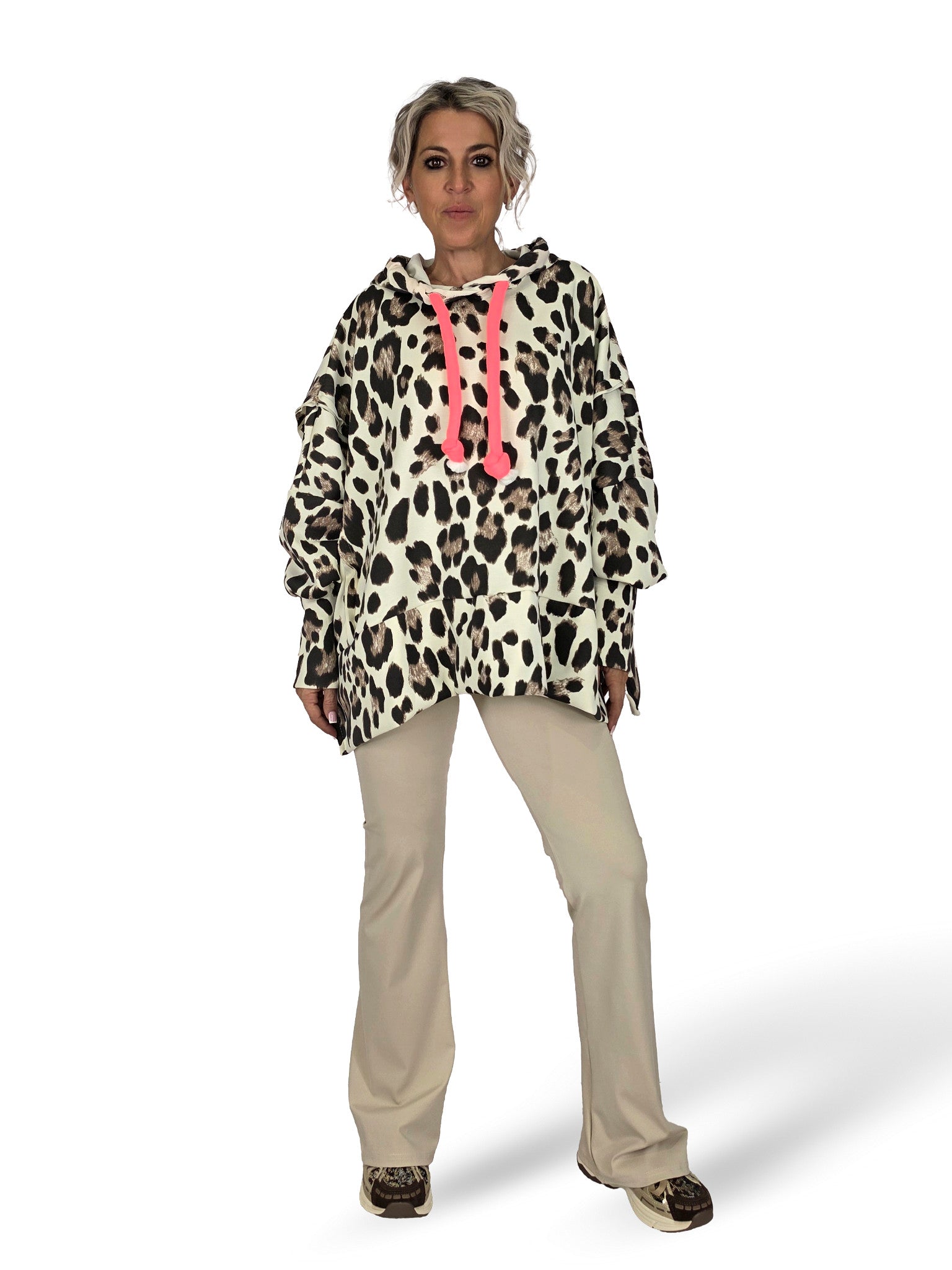 MAXI SWEAT-SHIRT IMPRIMÉ ANIMAL AVEC CORDON FLUOR