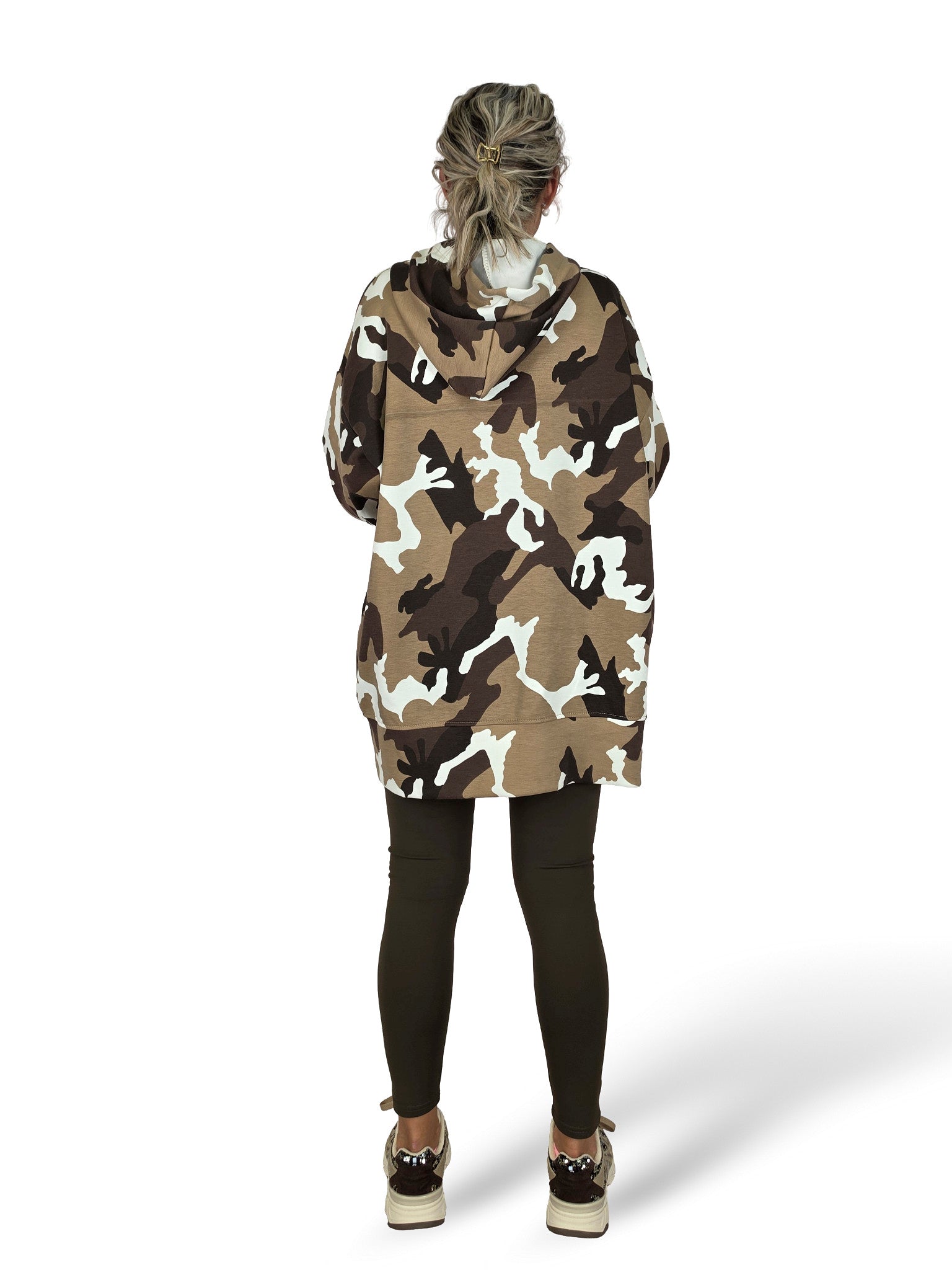 MAXI FELPA ASIMMETRICA LOVE STAMPA ANIMALIER