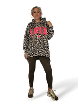 MAXI FELPA ASIMMETRICA LOVE STAMPA ANIMALIER