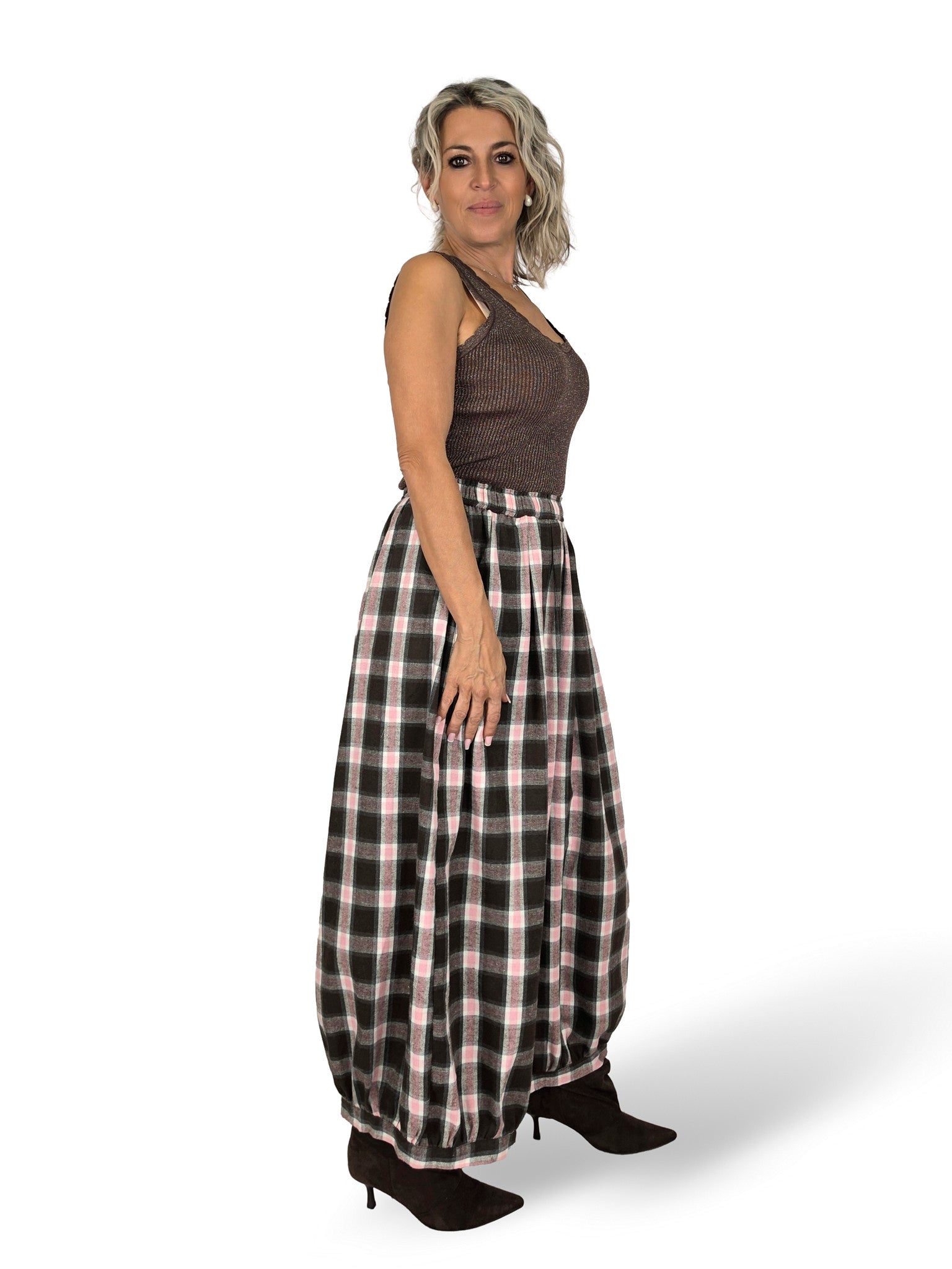 PANTALON BALLON À CARREAUX JOT