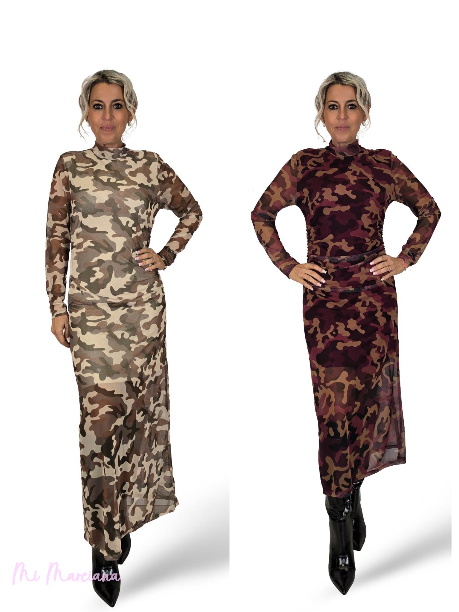 VESTIDO TUL CAMUFLAJE DRAPEADO