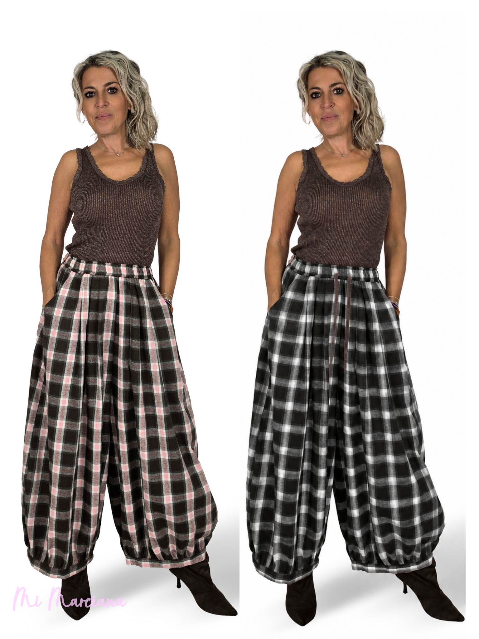 PANTALON BALLON À CARREAUX JOT
