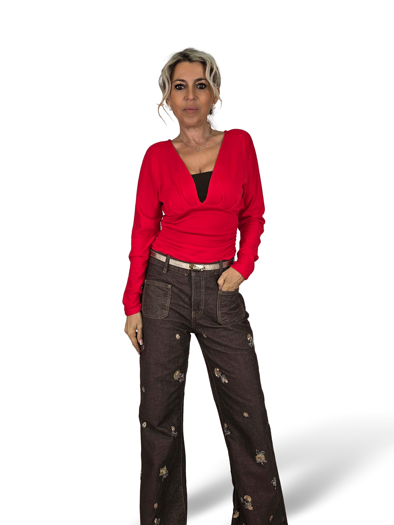 TOP PUNTO ESCOTE DRAPEADO