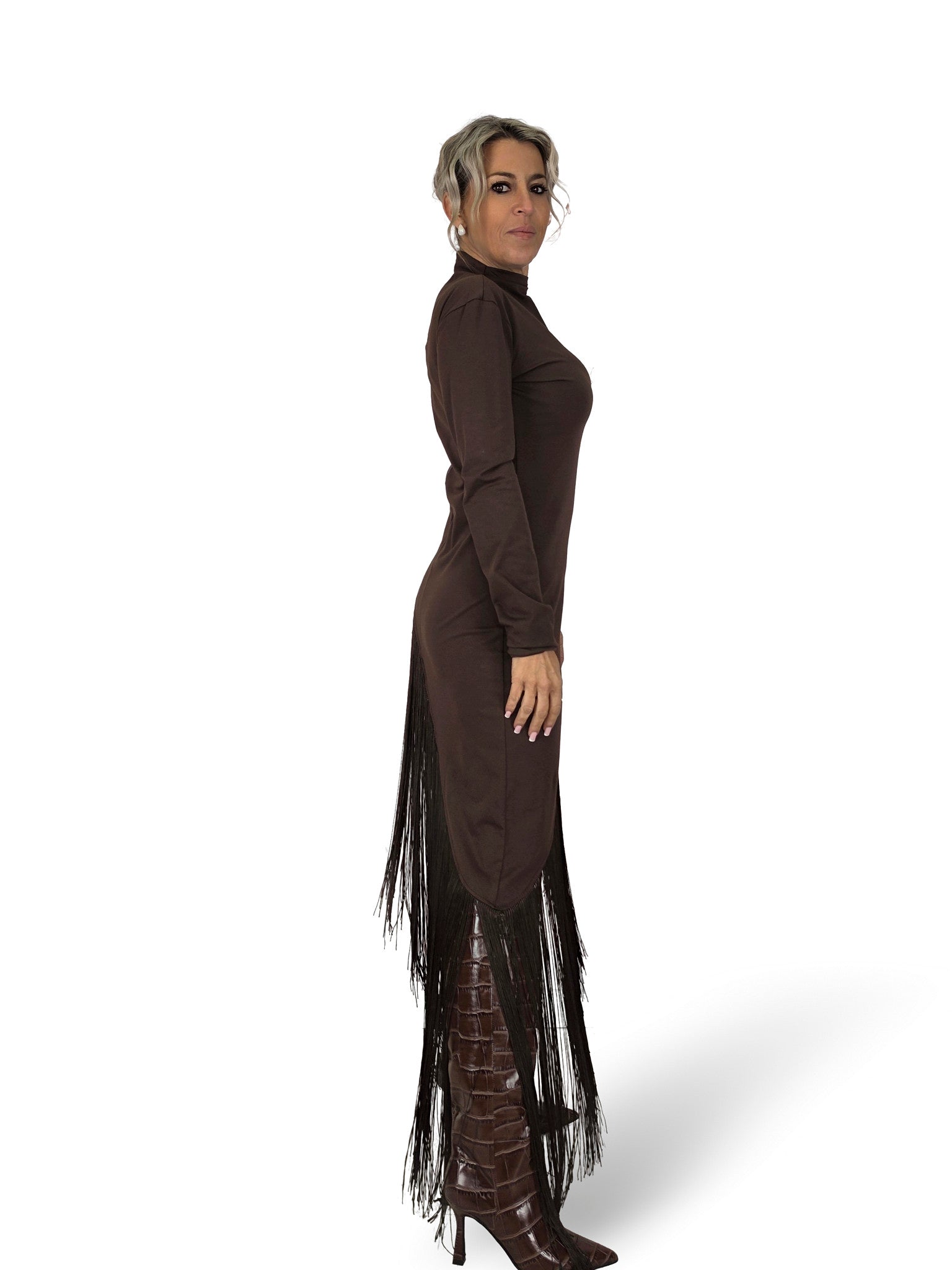 JOT-KLEID AUS BAUMWOLLE MIT FRANSEN