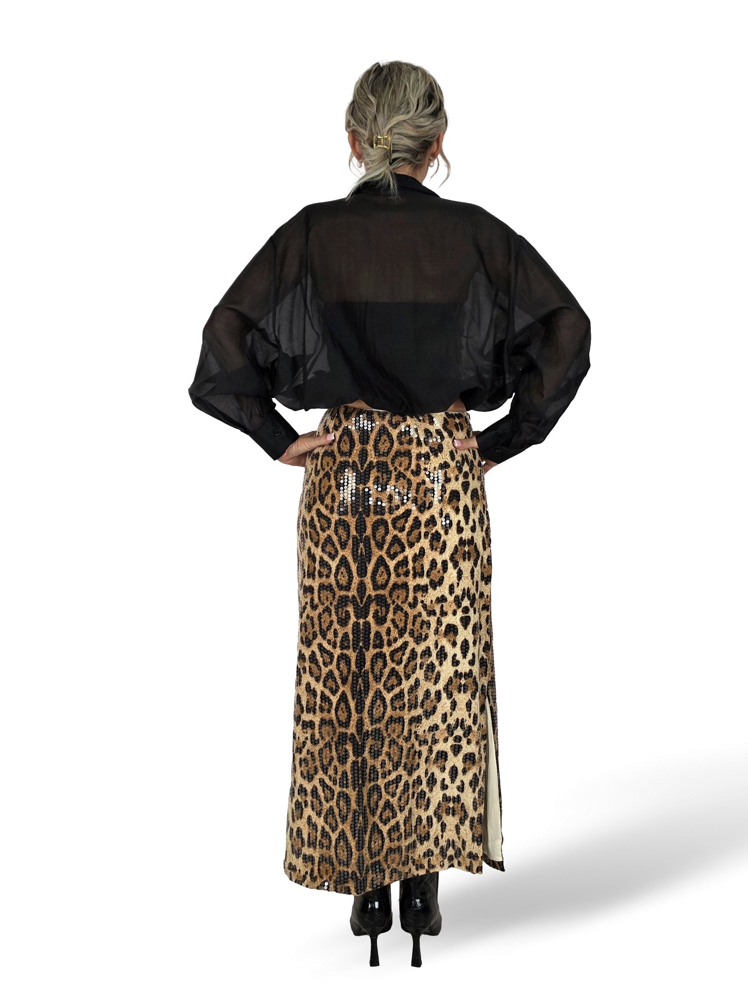FALDA MIDI LENTEJUELAS ANIMAL PRINT