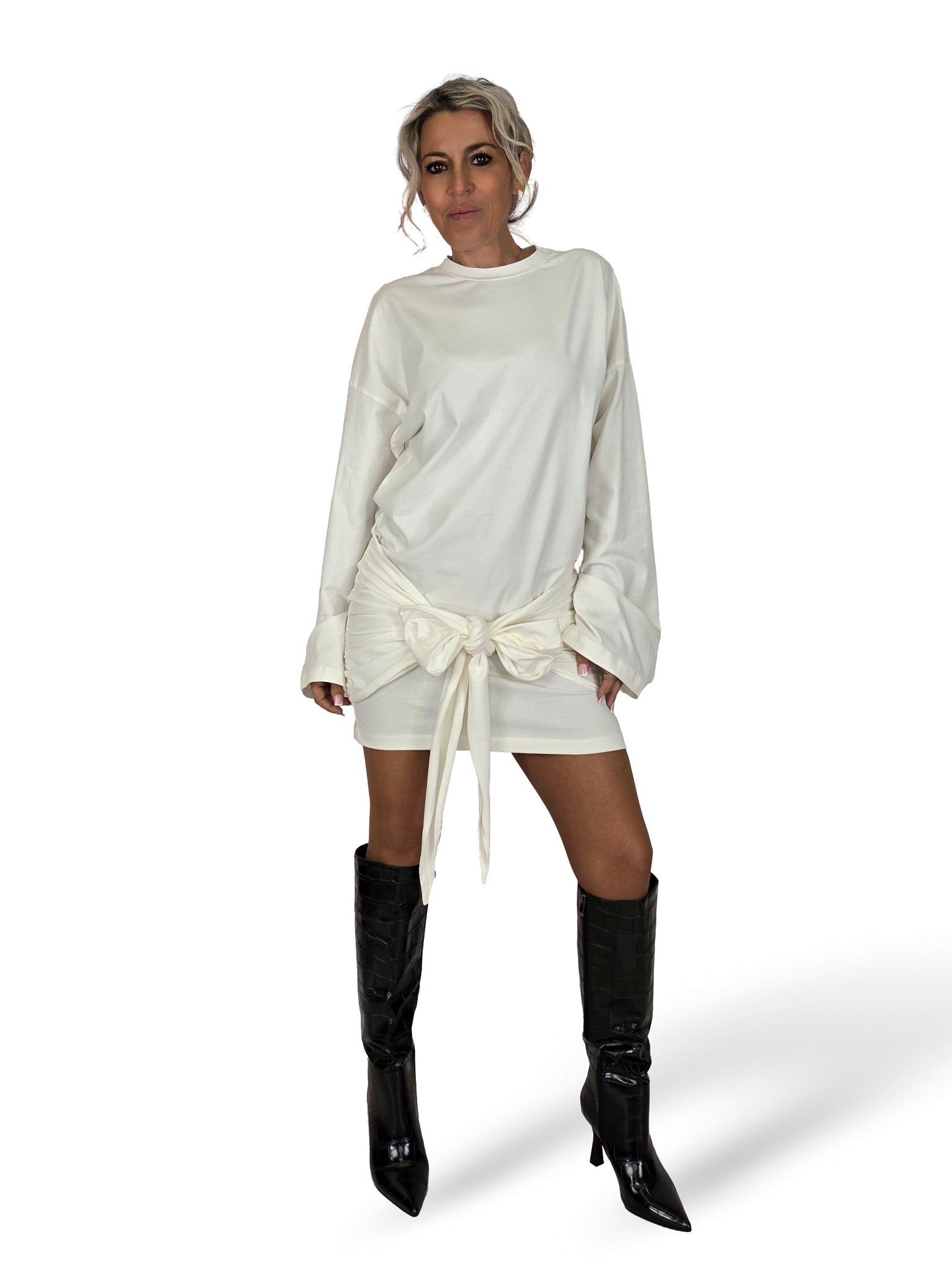 VESTIDO ALGODÓN DRAPEADO NUDO LUMINA