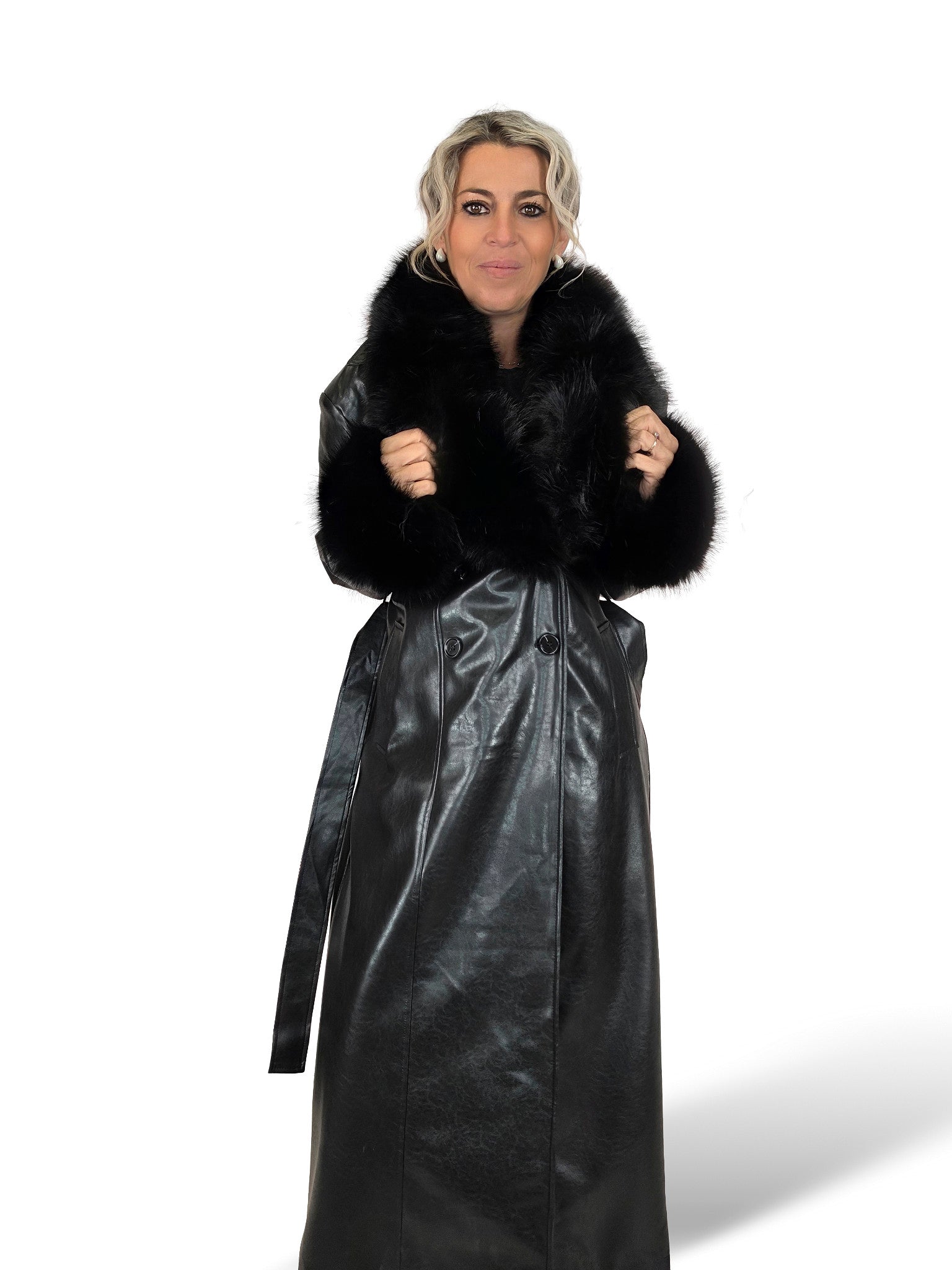 CAPPOTTO IN PELLE CON PELLICCIA JOT