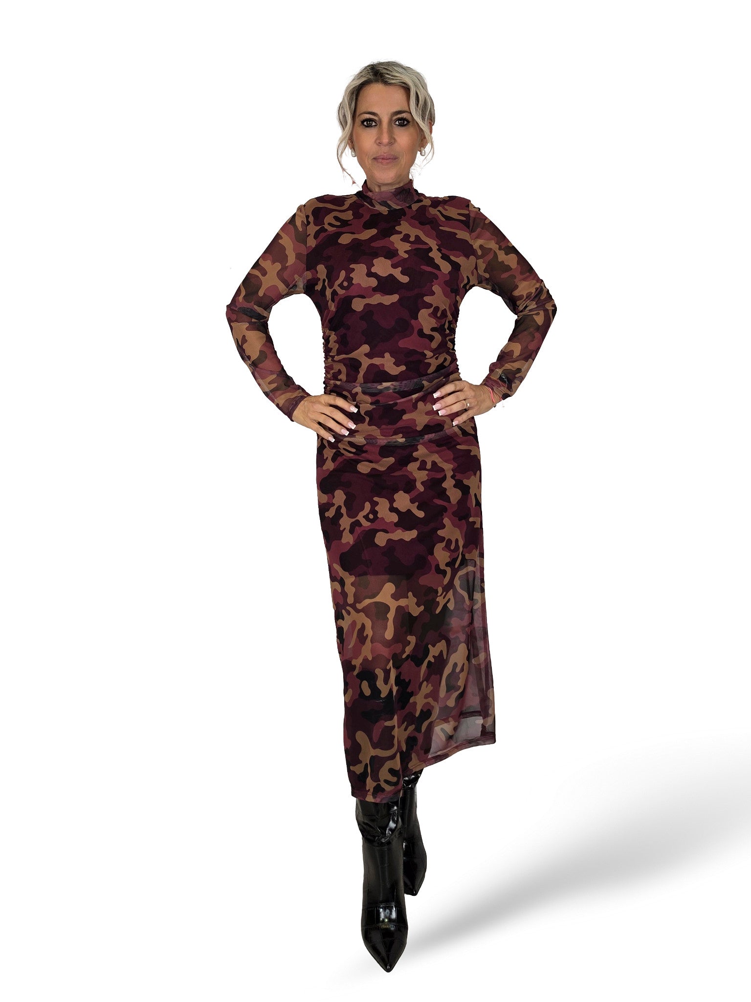VESTIDO TUL CAMUFLAJE DRAPEADO