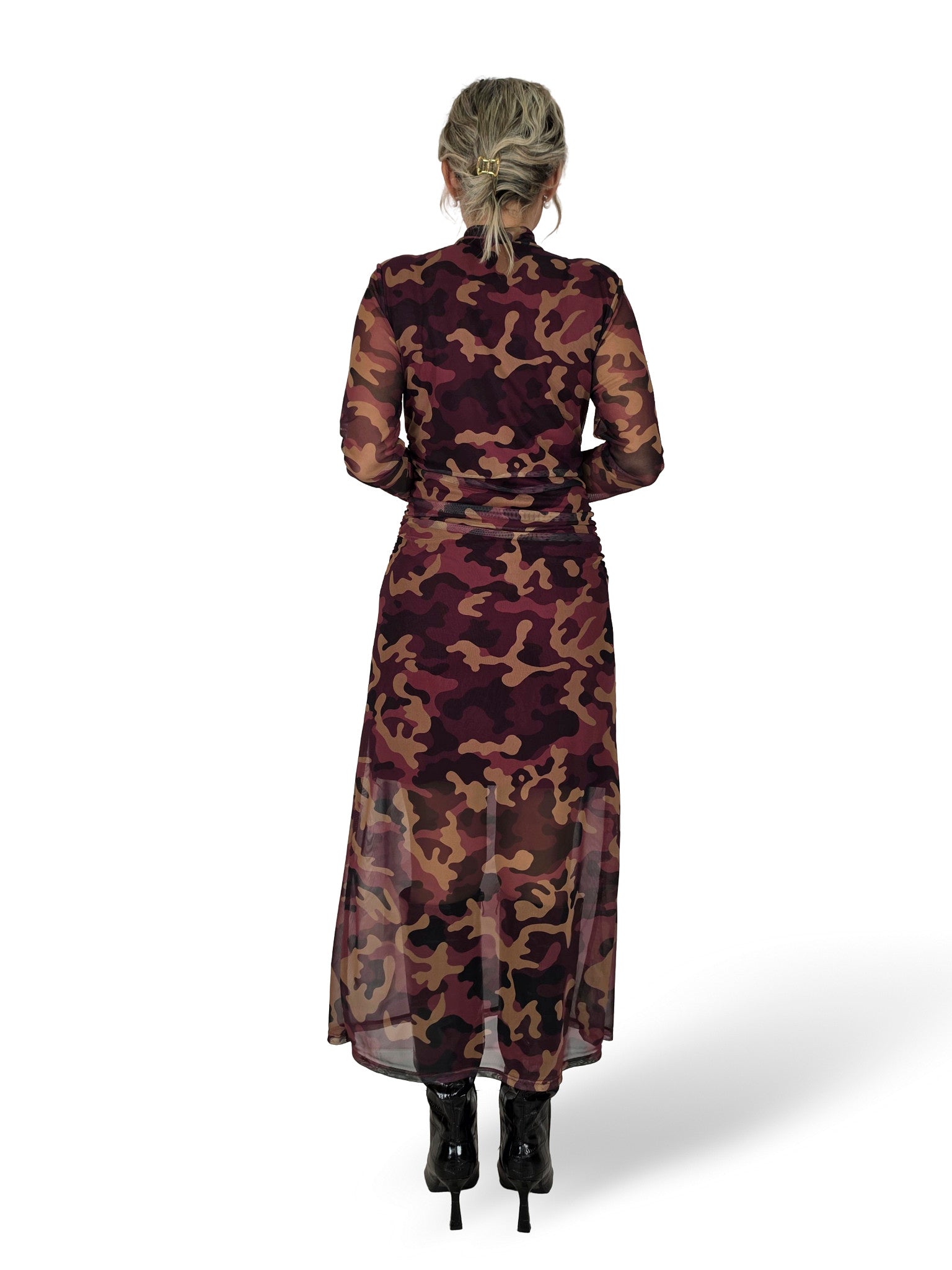VESTIDO TUL CAMUFLAJE DRAPEADO