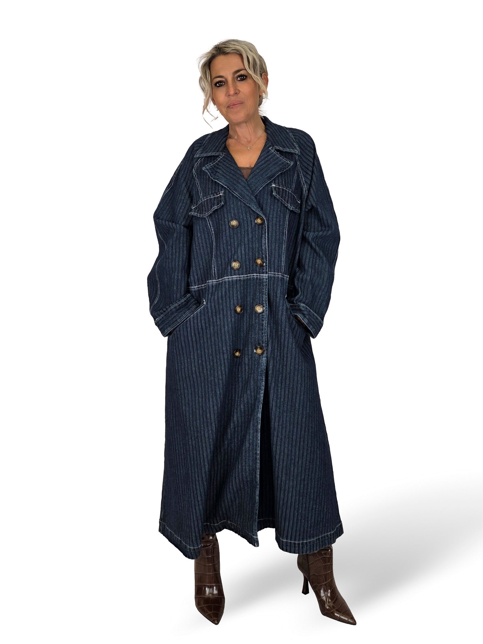 MAXI ABRIGO DENIM RAYAS SW
